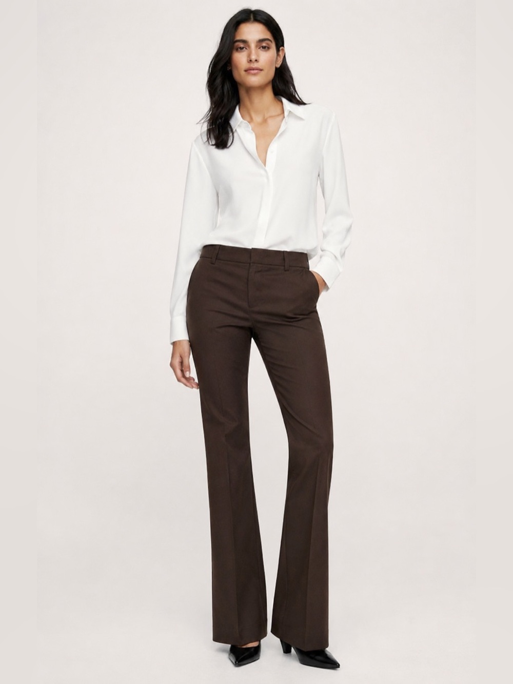 Banana Republic Dark Brown Straight-Leg Trousers - Size 4P